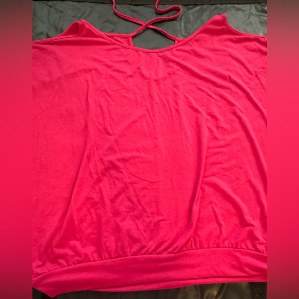 Hot Pink Women’s Cold Shoulder T-Shirt size L